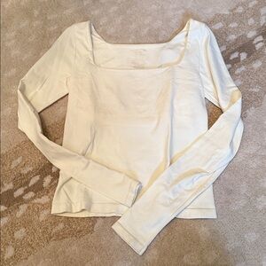 Free People Cream Long Sleeve Top